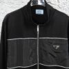 New PRADA Triangle Logo Patched Stand Collar Jacket Unisex Couples Style