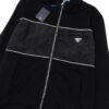 New PRADA Triangle Logo Patch Stand Collar Jacket Unisex Couple Style