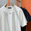 PRADA 2025 Spring/Summer New Short Sleeve T-Shirt! Runway Design Fashion Casual Tee with Signature Logo – Soft 100% Cotton, Unisex Loose Fit
