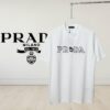 Prada High-End SS25 Spring/Summer Collection, In-Store Exclusive, Premium Channel Release, Embroidered Logo Relief Series, Crew Neck Short-Sleeve T-Shirt with Slightly Relaxed Fit