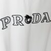 Prada High-End SS25 Spring/Summer Collection, In-Store Exclusive, Premium Channel Release, Embroidered Logo Relief Series, Crew Neck Short-Sleeve T-Shirt with Slightly Relaxed Fit