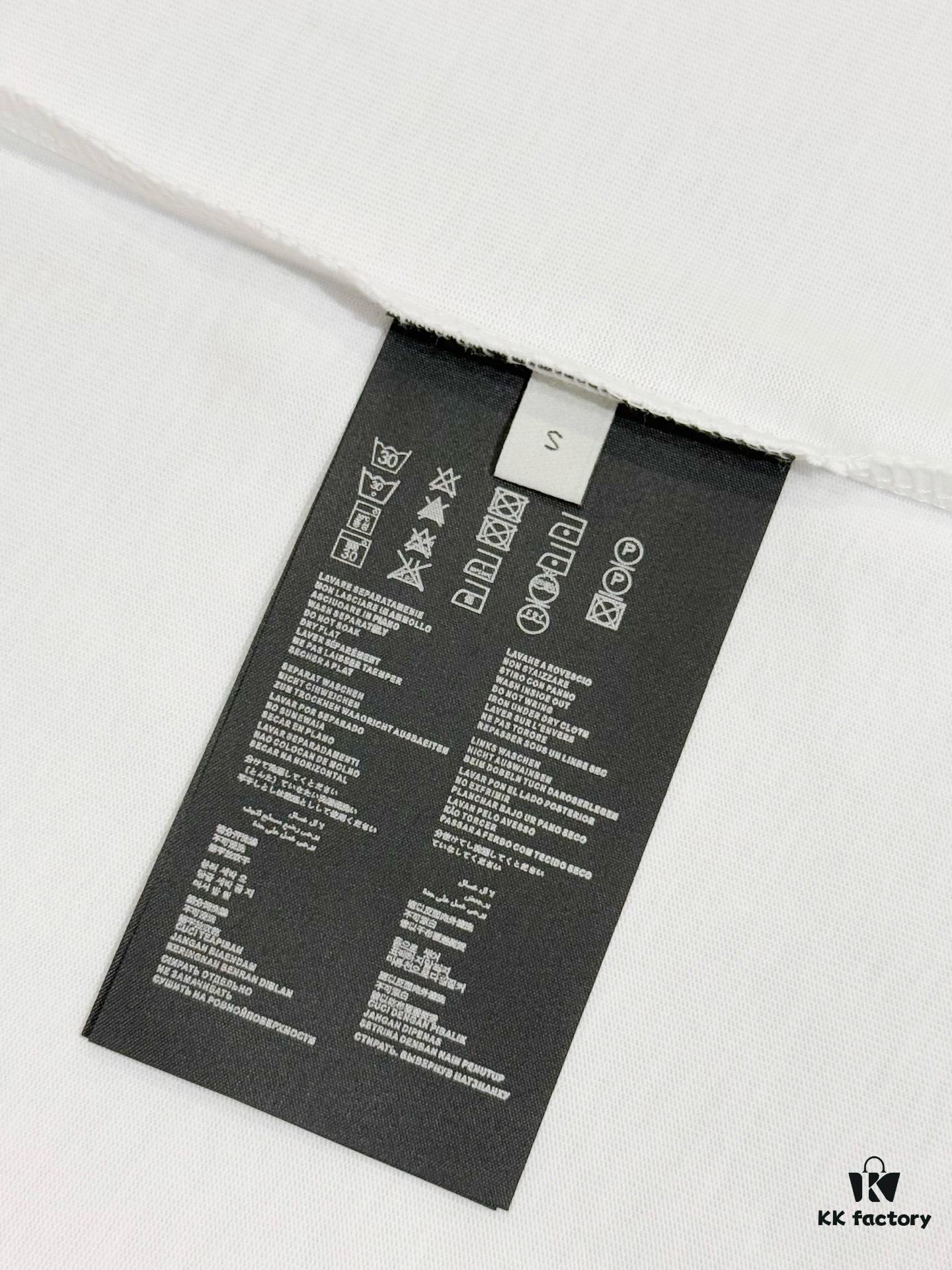 Prada High-End SS25 Spring/Summer Collection, In-Store Exclusive, Premium Channel Release, Embroidered Logo Relief Series, Crew Neck Short-Sleeve T-Shirt with Slightly Relaxed Fit