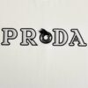Prada High-Version SS25 Spring/Summer Collection, In-Store Exclusive, Channel Luxury Item, Embroidered Logo Relief Series, Slightly Oversized Round-Neck Short-Sleeve T-Shirt
