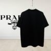 Prada High-End SS25 Spring/Summer Collection, In-Store Retail Quality, Embroidered Relief Letter Design, Crew Neck Short-Sleeve T-Shirt with Slightly Loose Fit