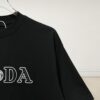 Prada High-End SS25 Spring/Summer Collection, In-Store Retail Quality, Embroidered Relief Letter Design, Crew Neck Short-Sleeve T-Shirt with Slightly Loose Fit