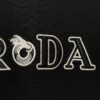 Prada High-End SS25 Spring/Summer Collection, In-Store Retail Quality, Embroidered Relief Letter Design, Crew Neck Short-Sleeve T-Shirt with Slightly Loose Fit