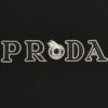 Prada High-Version SS25 Spring/Summer Collection, In-Store Stock, Premium Channel Release, Embroidered Relief Letter Design, Crew Neck Short-Sleeve T-Shirt with Slightly Relaxed Fit