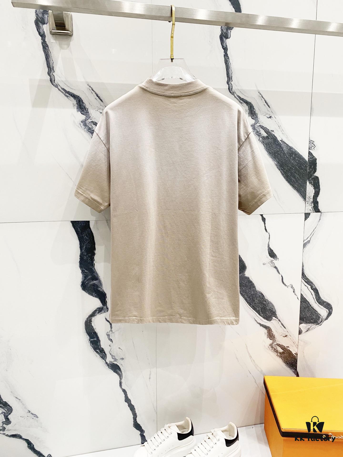 PRADA/Prada 320g Washed Short Sleeve T-Shirt with Minimalist Triangular Logo Embroidery