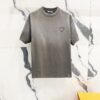 PRADA Washed 320g Short Sleeve T-Shirt with Minimalist Triangular Embroidered Logo
