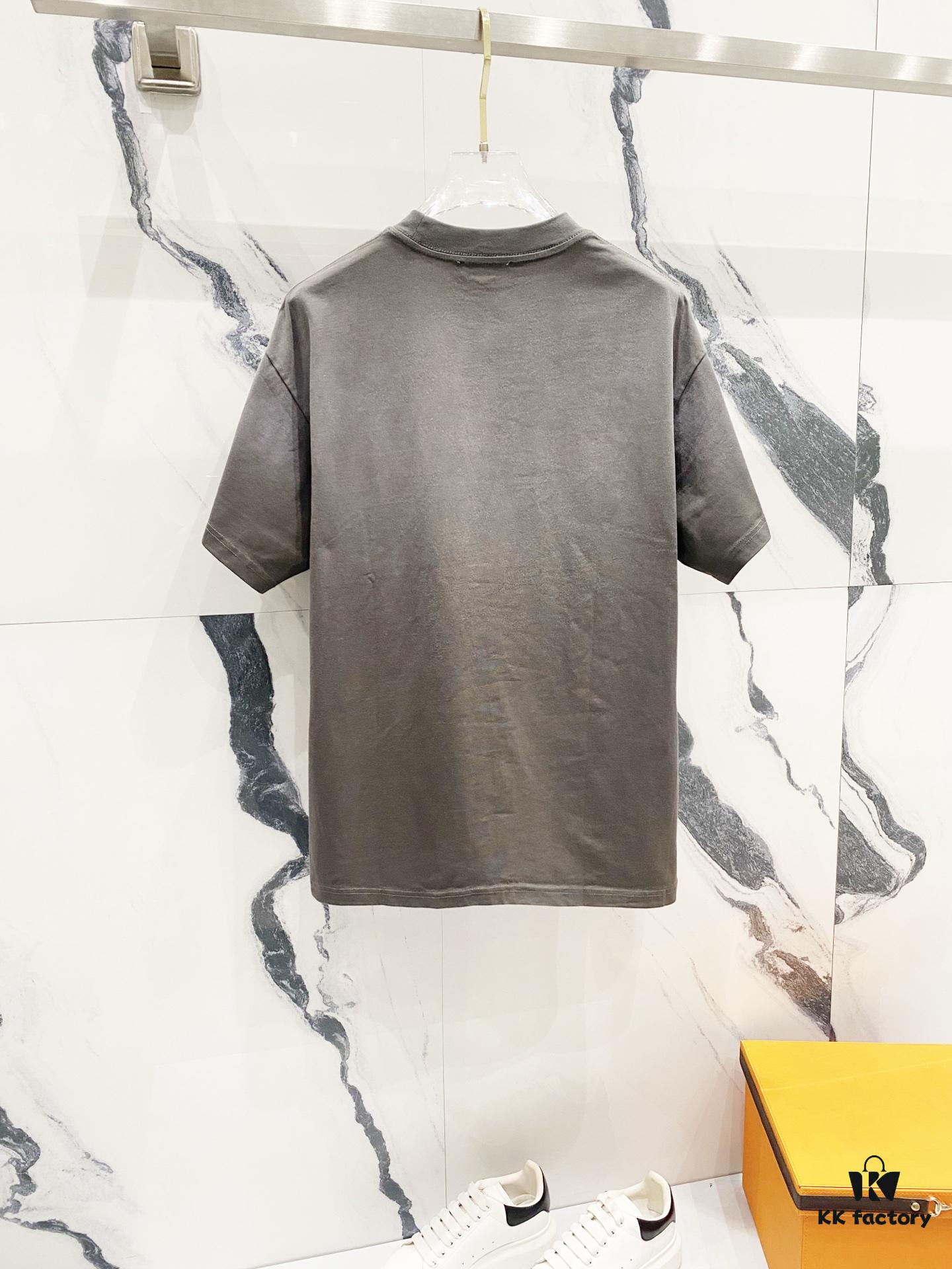 PRADA Washed 320g Short Sleeve T-Shirt with Minimalist Triangular Embroidered Logo