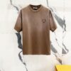 PRADA/Prada 320g Washed Short-Sleeve T-Shirt with Minimalist Triangular Patch Embroidery Logo