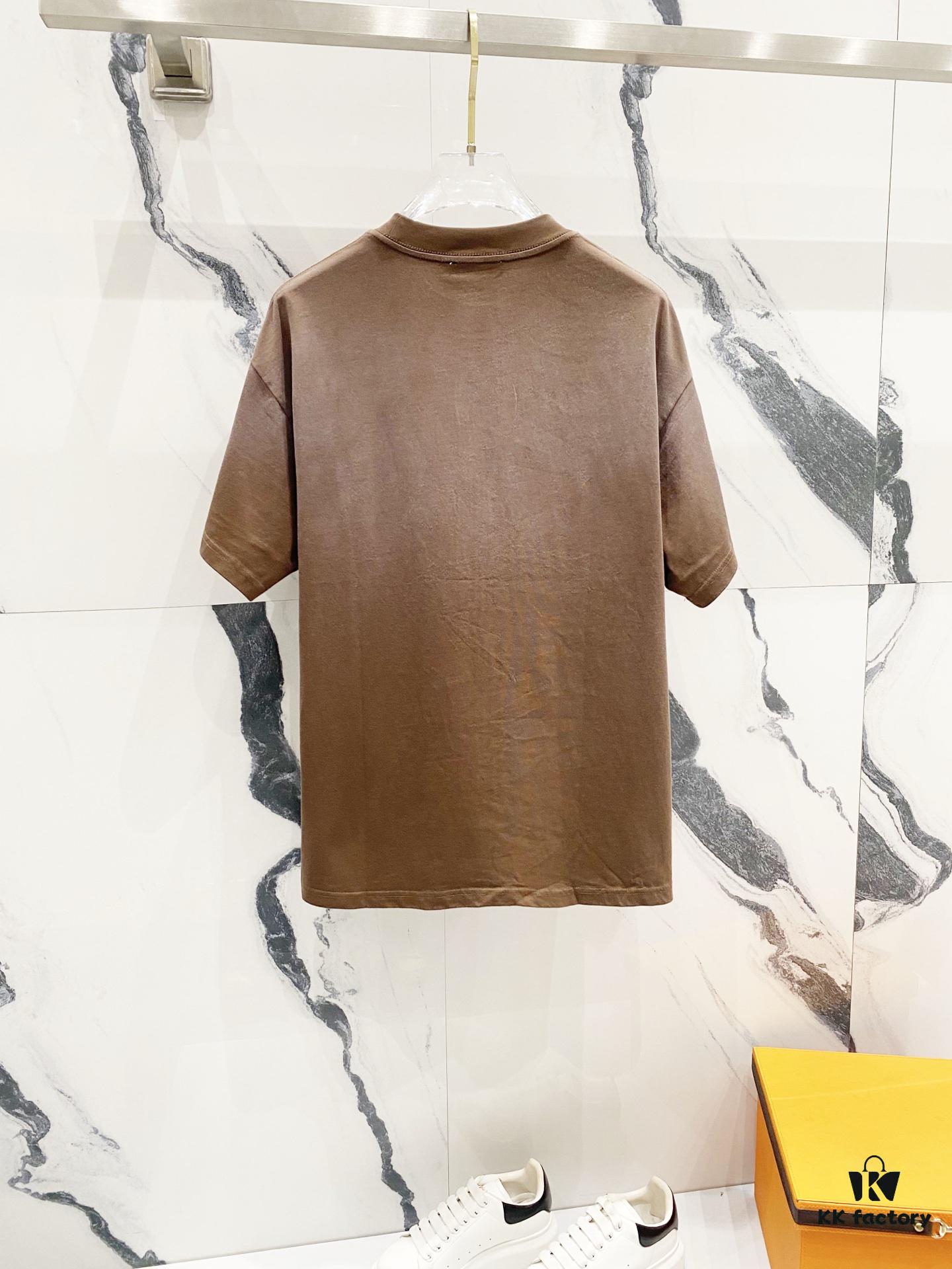 PRADA/Prada 320g Washed Short-Sleeve T-Shirt with Minimalist Triangular Patch Embroidery Logo