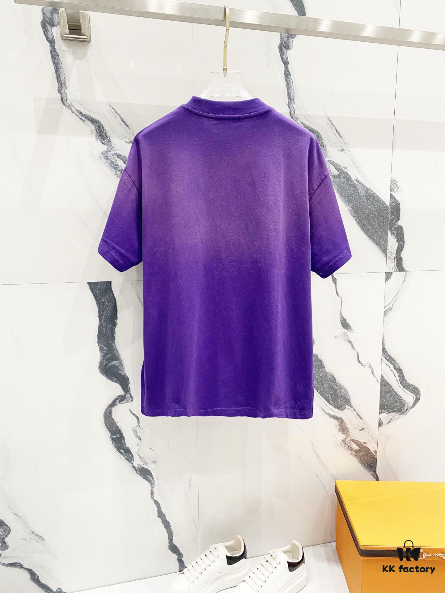 PRADA/Prada 320g Washed Short Sleeve T-Shirt with Minimalist Triangular Logo Embroidery