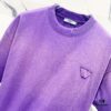 PRADA/Prada 320g Washed Short Sleeve T-Shirt with Minimalist Triangular Logo Embroidery