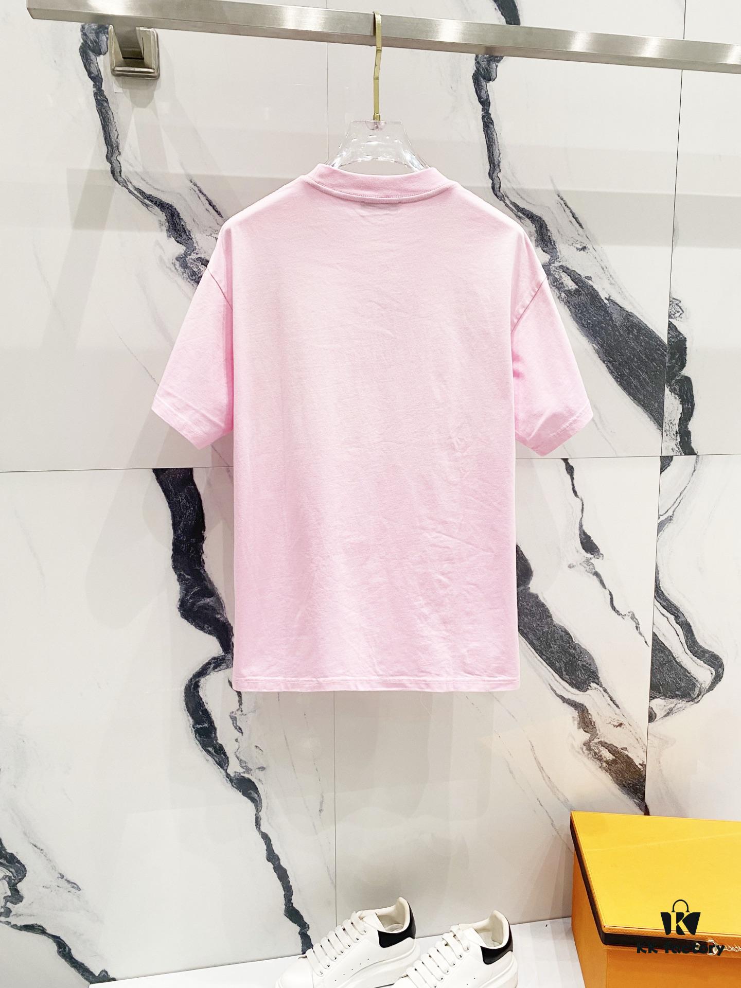 PRADA/Prada 320g Washed Short-Sleeve T-Shirt with Minimalist Triangular Logo Embroidery