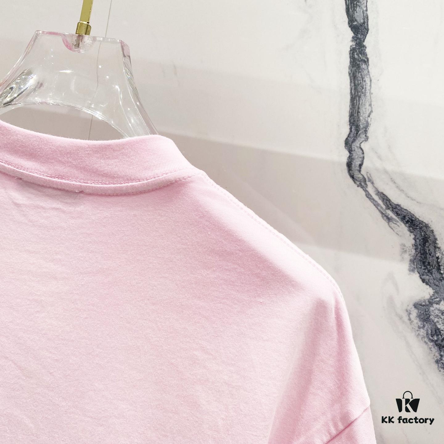 PRADA/Prada 320g Washed Short-Sleeve T-Shirt with Minimalist Triangular Logo Embroidery