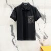 PRADA Men's Polo Shirt with Lapel, Nylon Pocket Zipper Design, Brand Triangle Logo Metal Badge