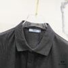 PRADA Men's Polo Shirt with Lapel, Nylon Pocket Zipper Design, Brand Triangle Logo Metal Badge