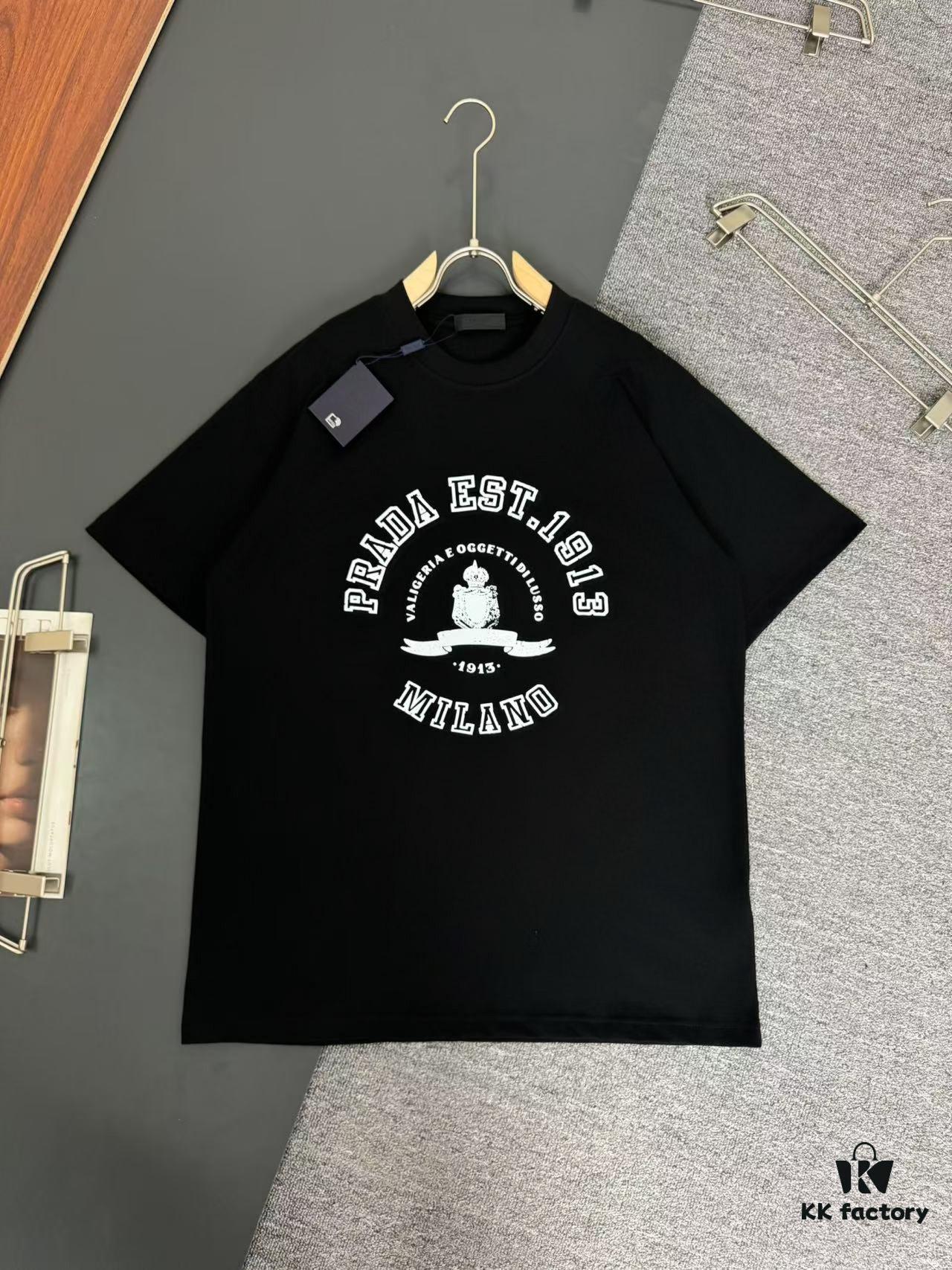 Prada 320g Heavyweight Cotton Loose-Fit T-Shirt with 3D Embossed Logo Design