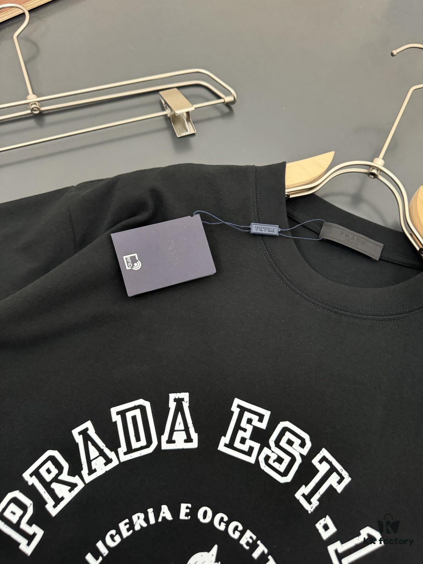 Prada 320g Heavyweight Cotton Loose-Fit T-Shirt with 3D Embossed Logo Design