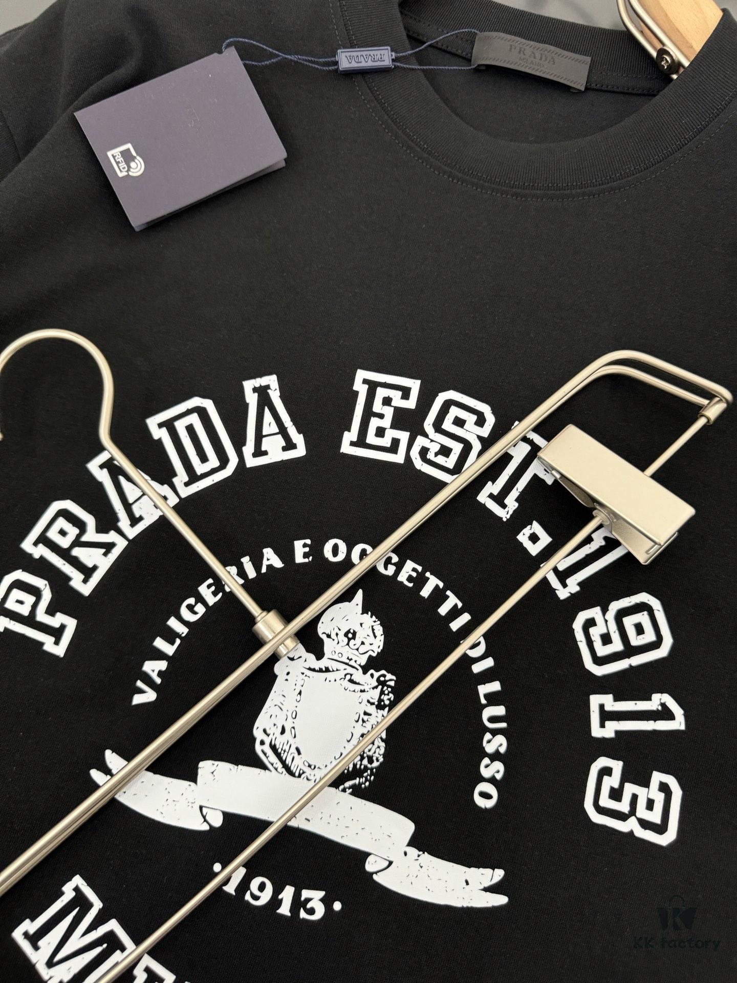 Prada 320g Heavyweight Cotton Loose-Fit T-Shirt with 3D Embossed Logo Design