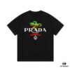 PRADA*Prada* Loose Fit Printed Logo Design Spring Summer New Round Neck Fashion Short Sleeve T-Shirt, Soft and Comfortable Unisex Wear, Versatile Casual Essential