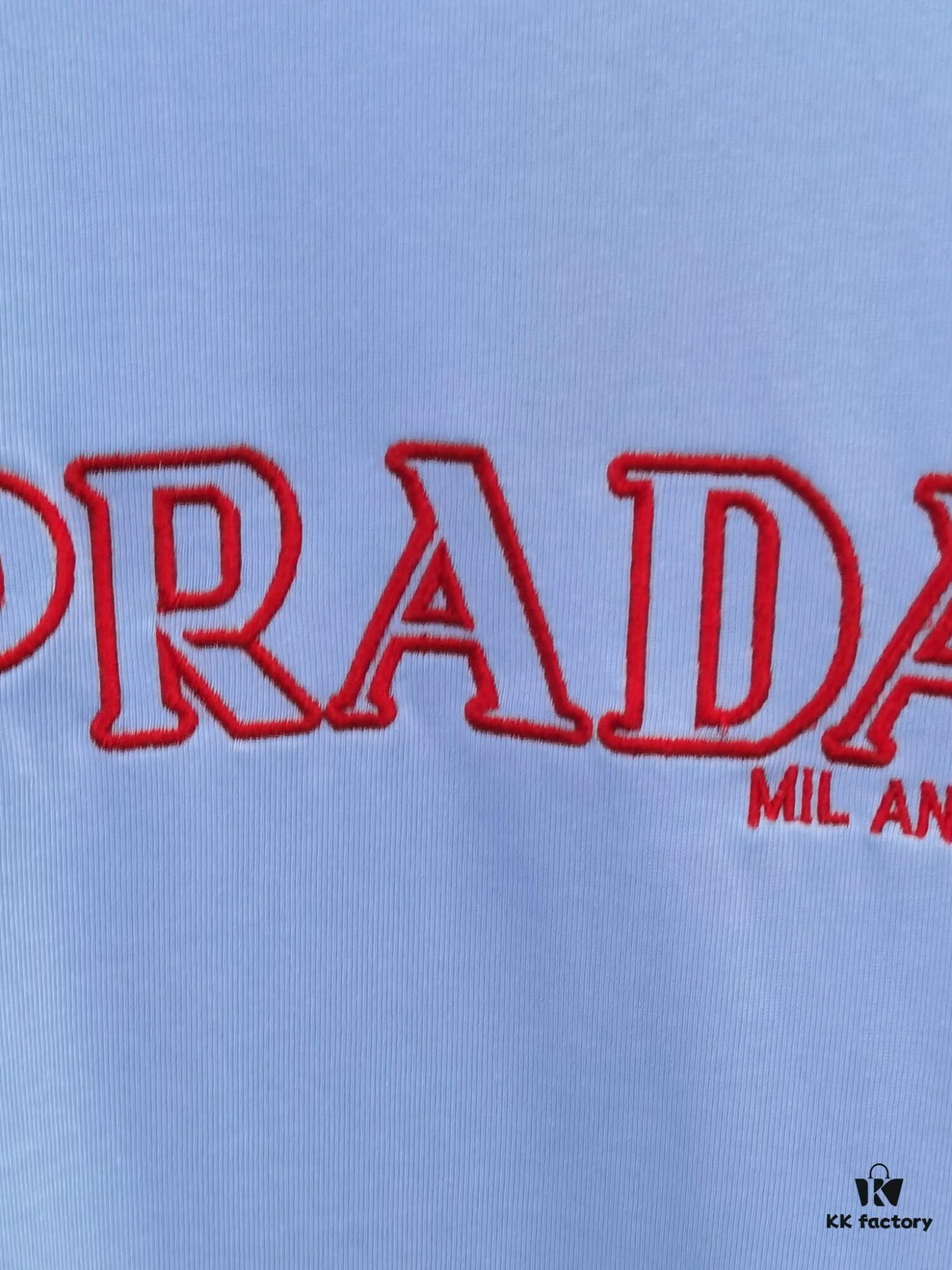 PR*DA Embroidered Short Sleeve T-Shirt (Top-tier Version, Different from Standard Stock)