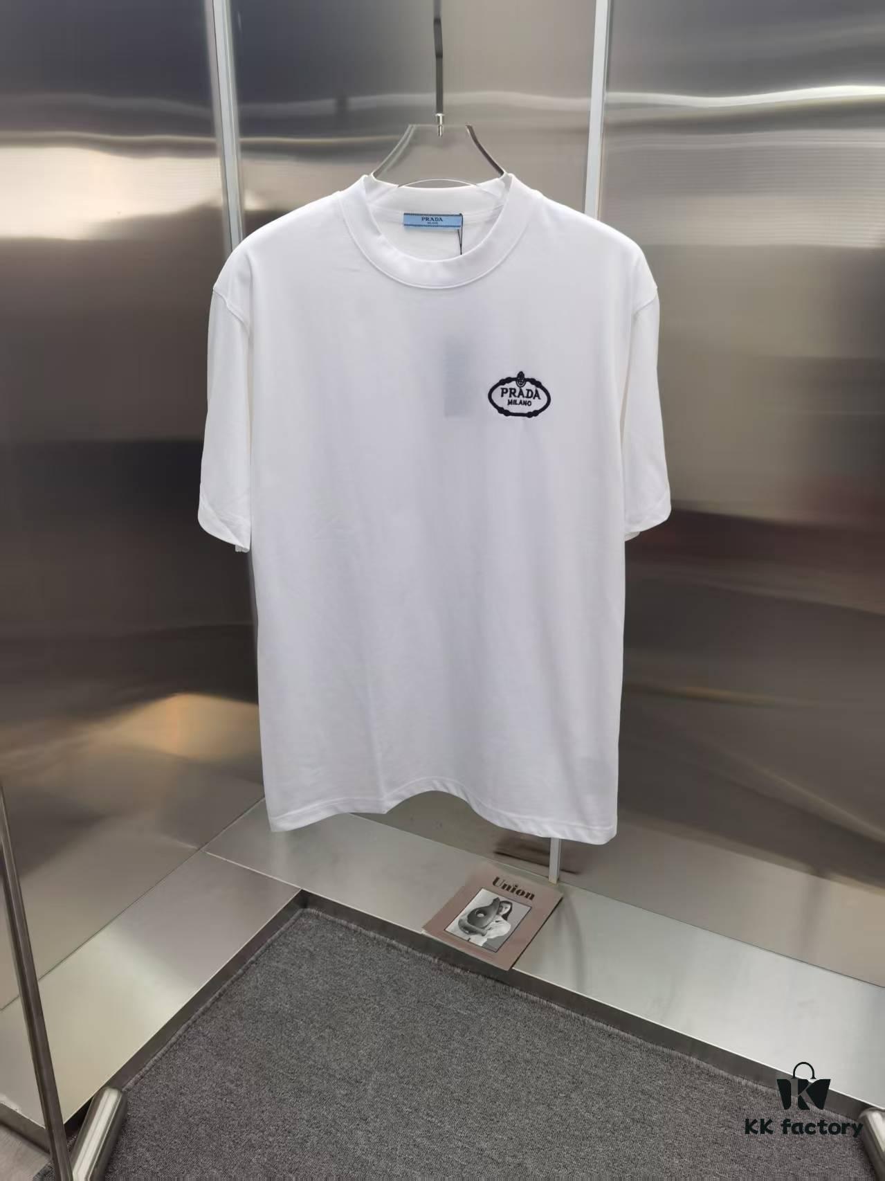 PR*DA Embroidered Short Sleeve T-Shirt (Premium Embroidery Version, Different from Standard)