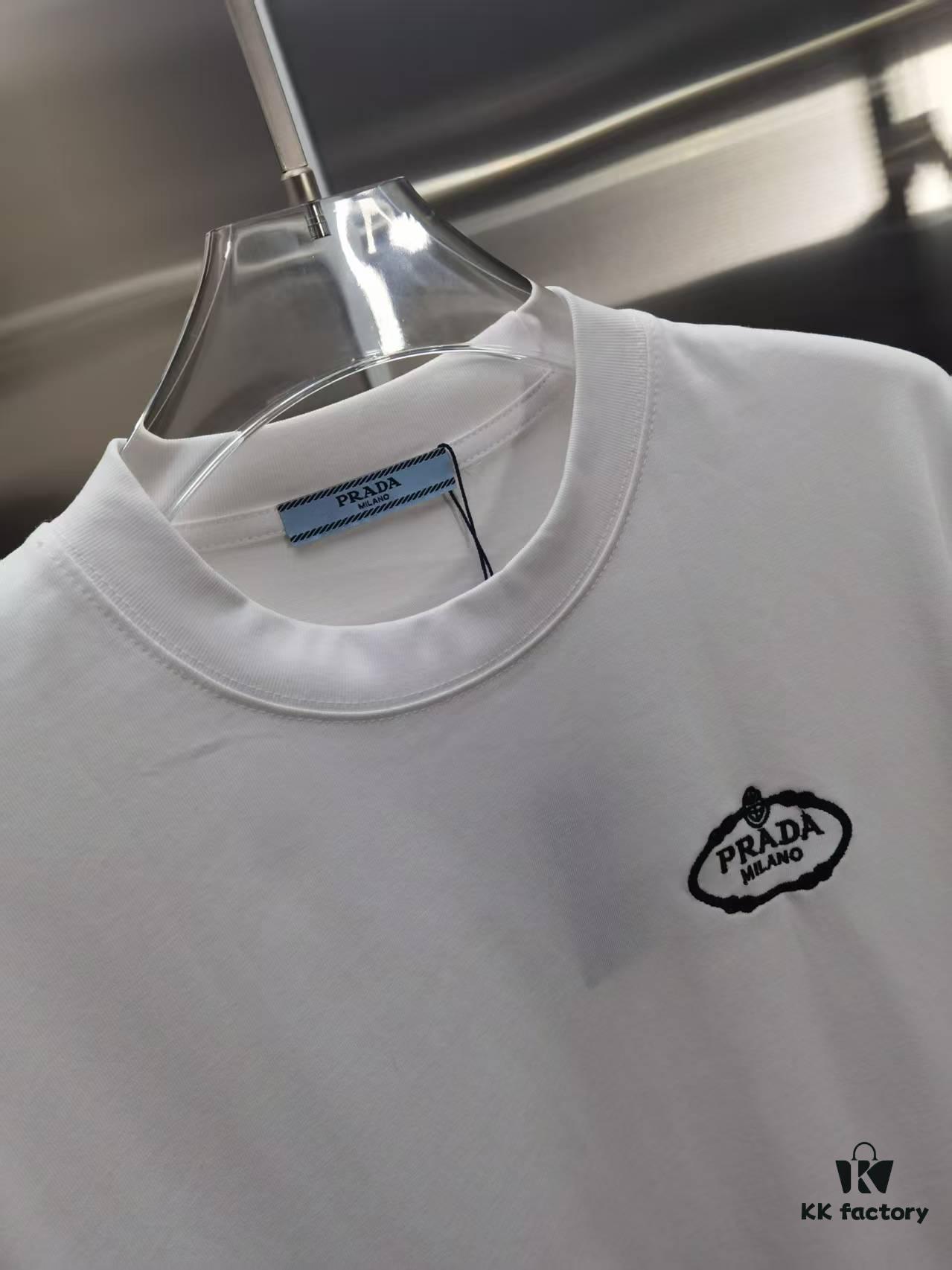 PR*DA Embroidered Short Sleeve T-Shirt (Premium Embroidery Version, Different from Standard)
