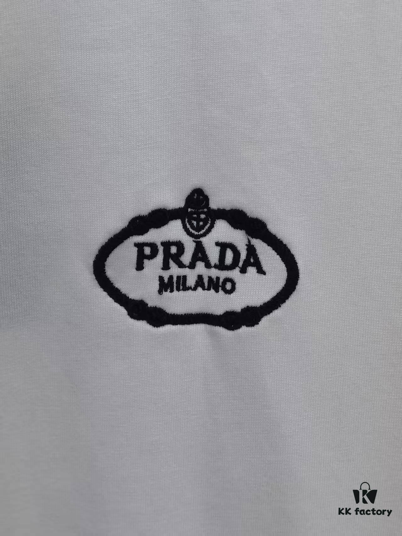 PR*DA Embroidered Short Sleeve T-Shirt (Premium Embroidery Version, Different from Standard)