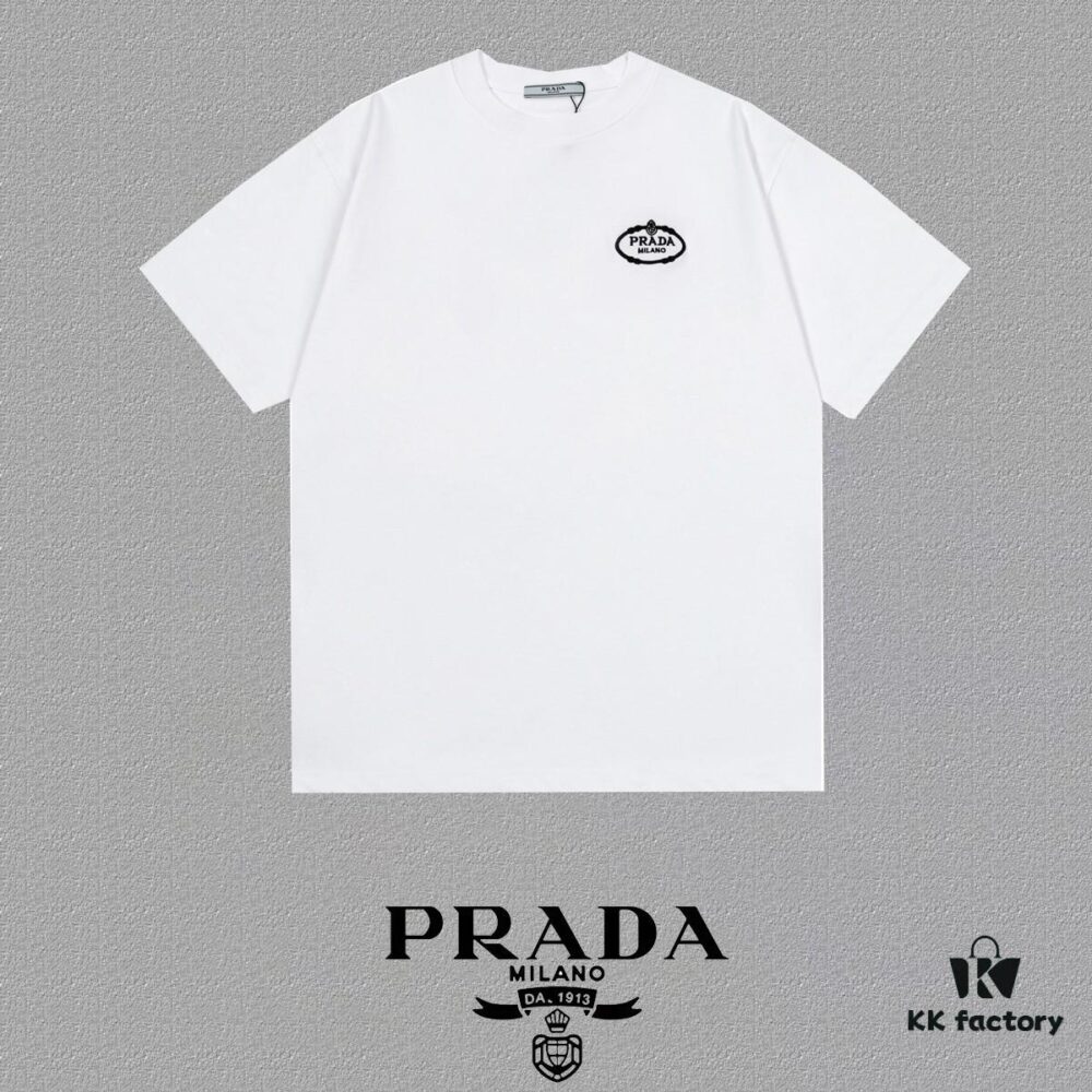 PR*DA Embroidered Short Sleeve T-Shirt (Premium Quality, Dual-Yarn 100% Cotton)