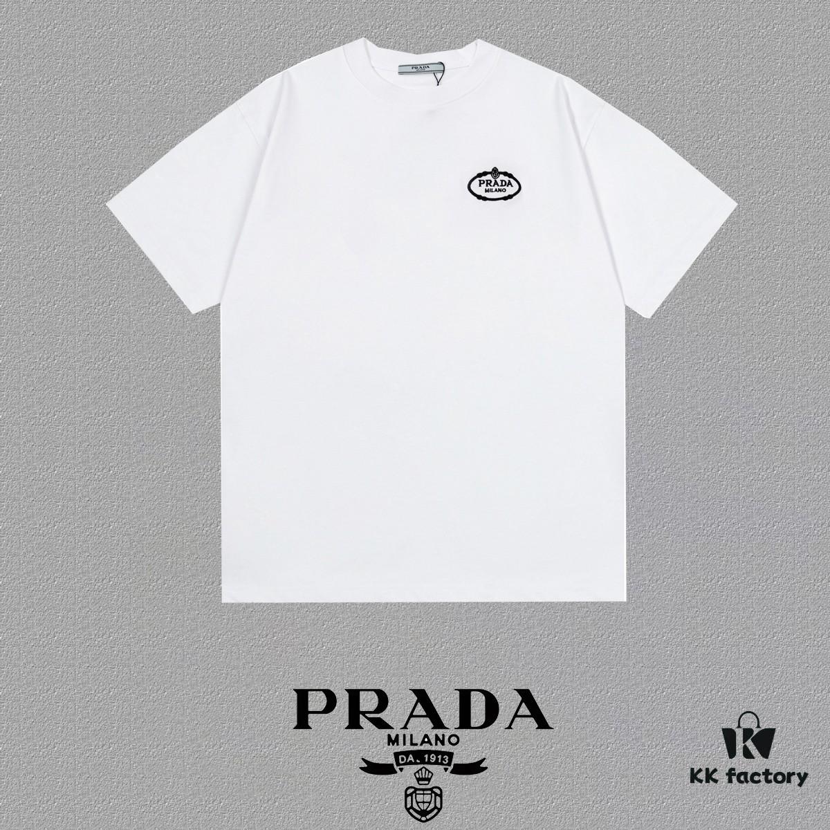 PR*DA Embroidered Short Sleeve T-Shirt (Premium Quality, Dual-Yarn 100% Cotton)