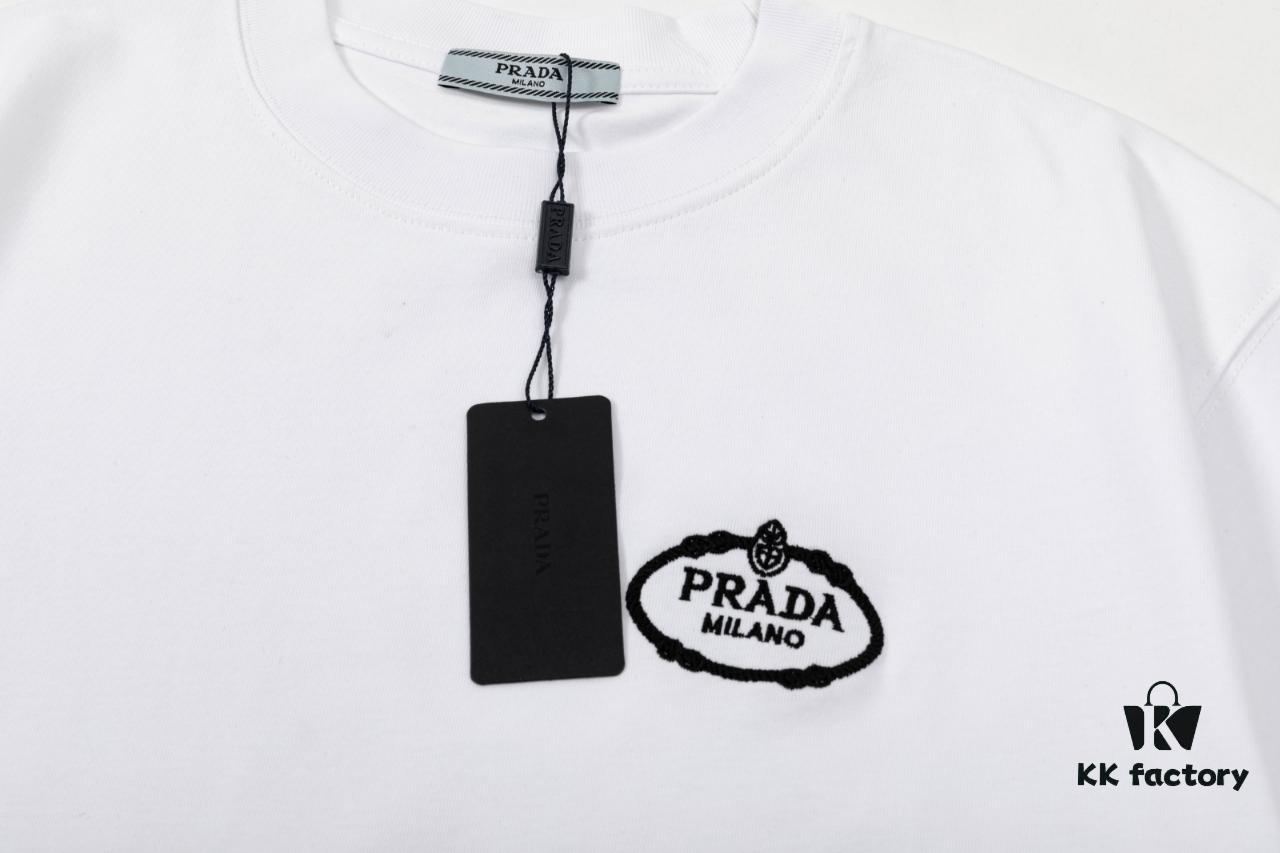 PR*DA Embroidered Short Sleeve T-Shirt (Premium Quality, Dual-Yarn 100% Cotton)