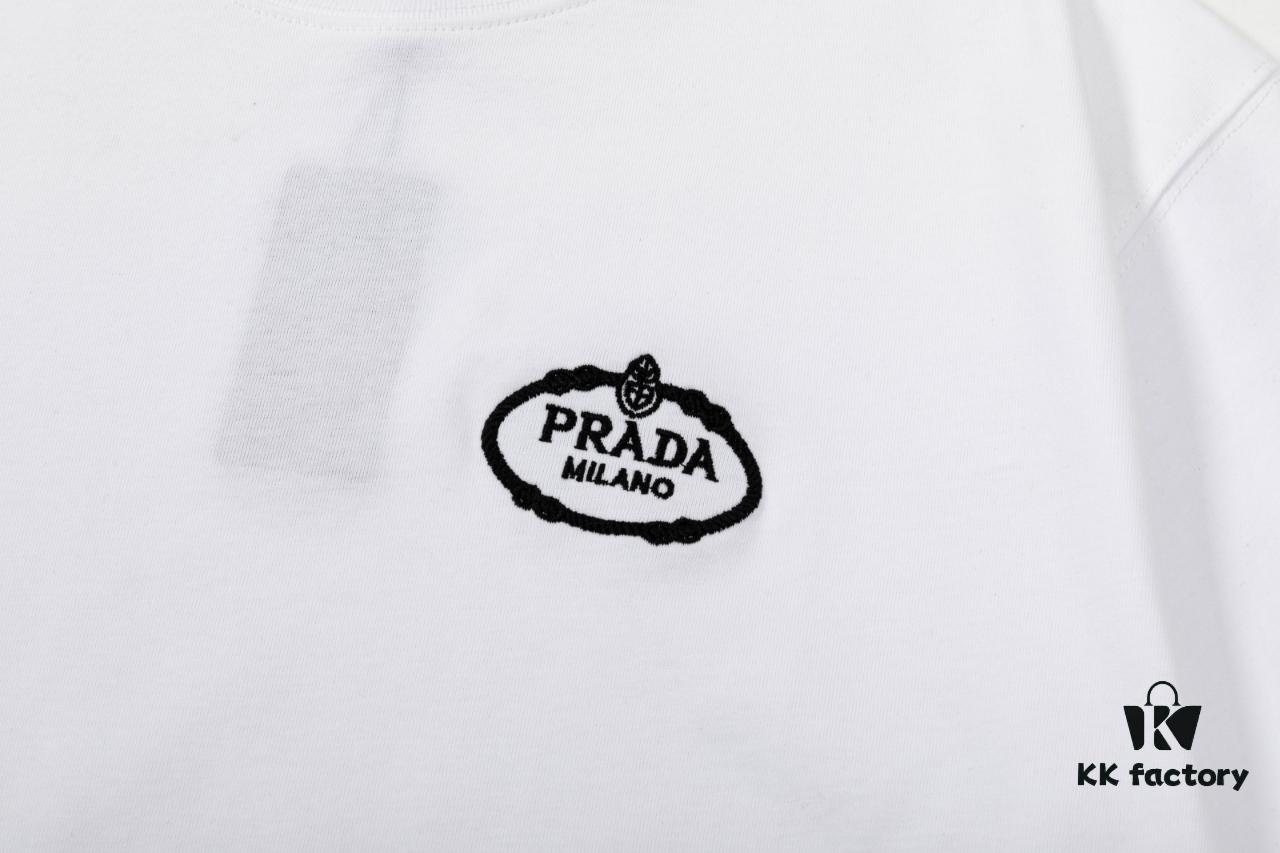 PR*DA Embroidered Short Sleeve T-Shirt (Premium Quality, Dual-Yarn 100% Cotton)