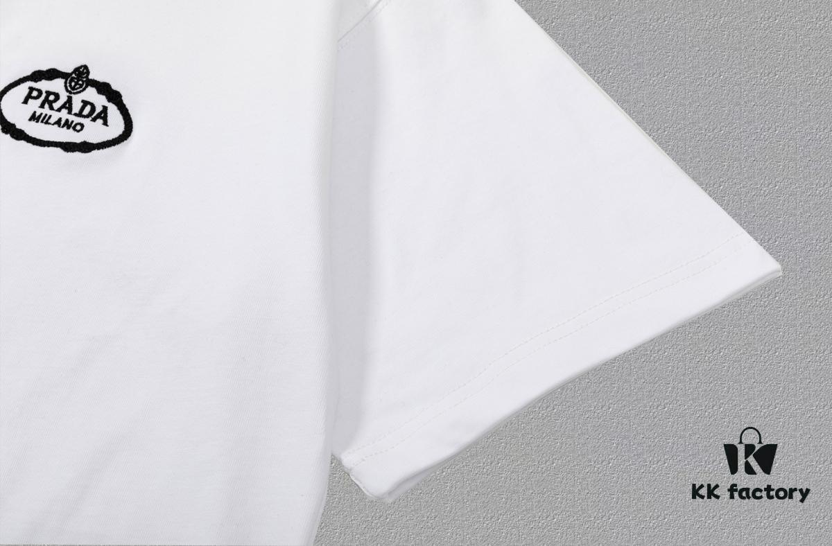 PR*DA Embroidered Short Sleeve T-Shirt (Premium Quality, Dual-Yarn 100% Cotton)