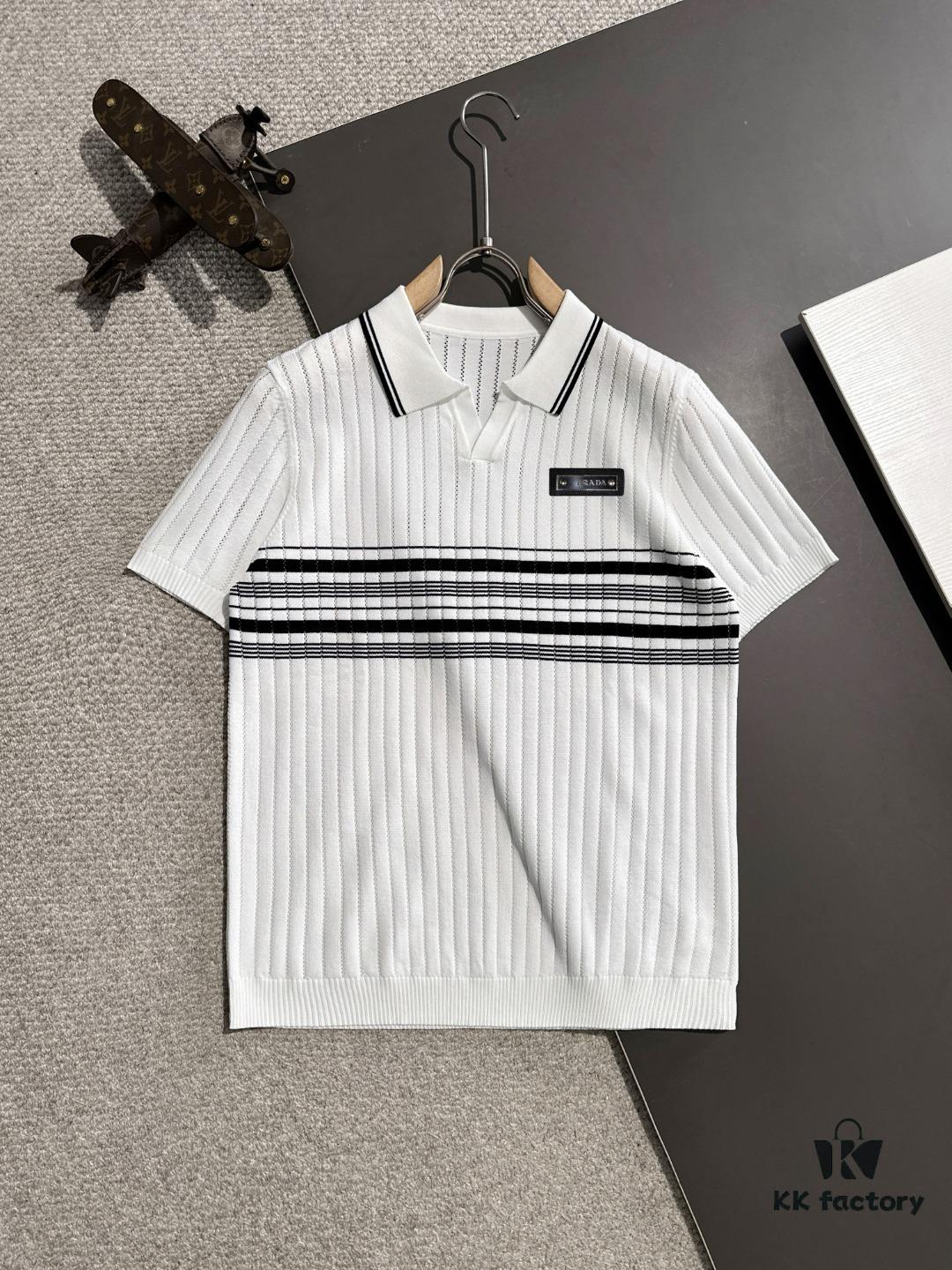 High-Quality Prada 2025 Spring/Summer New Men's Collared Short-Sleeve T-Shirt