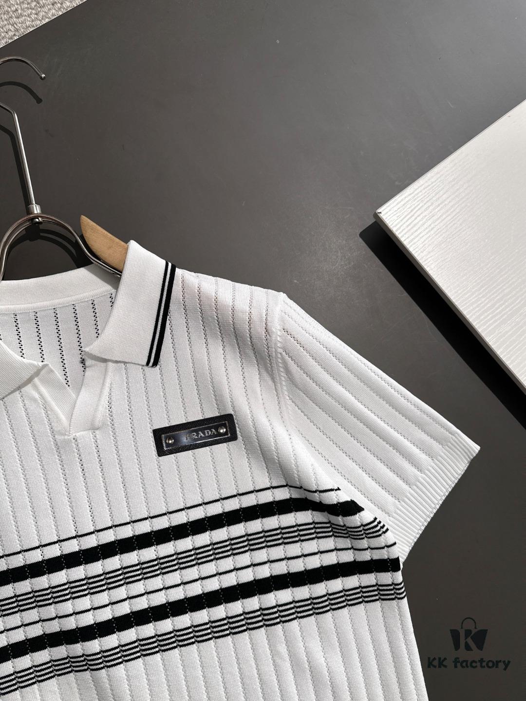 High-Quality Prada 2025 Spring/Summer New Men's Collared Short-Sleeve T-Shirt