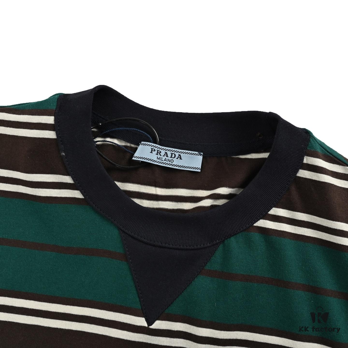 Prada Pocket Logo Striped Short Sleeve T-Shirt