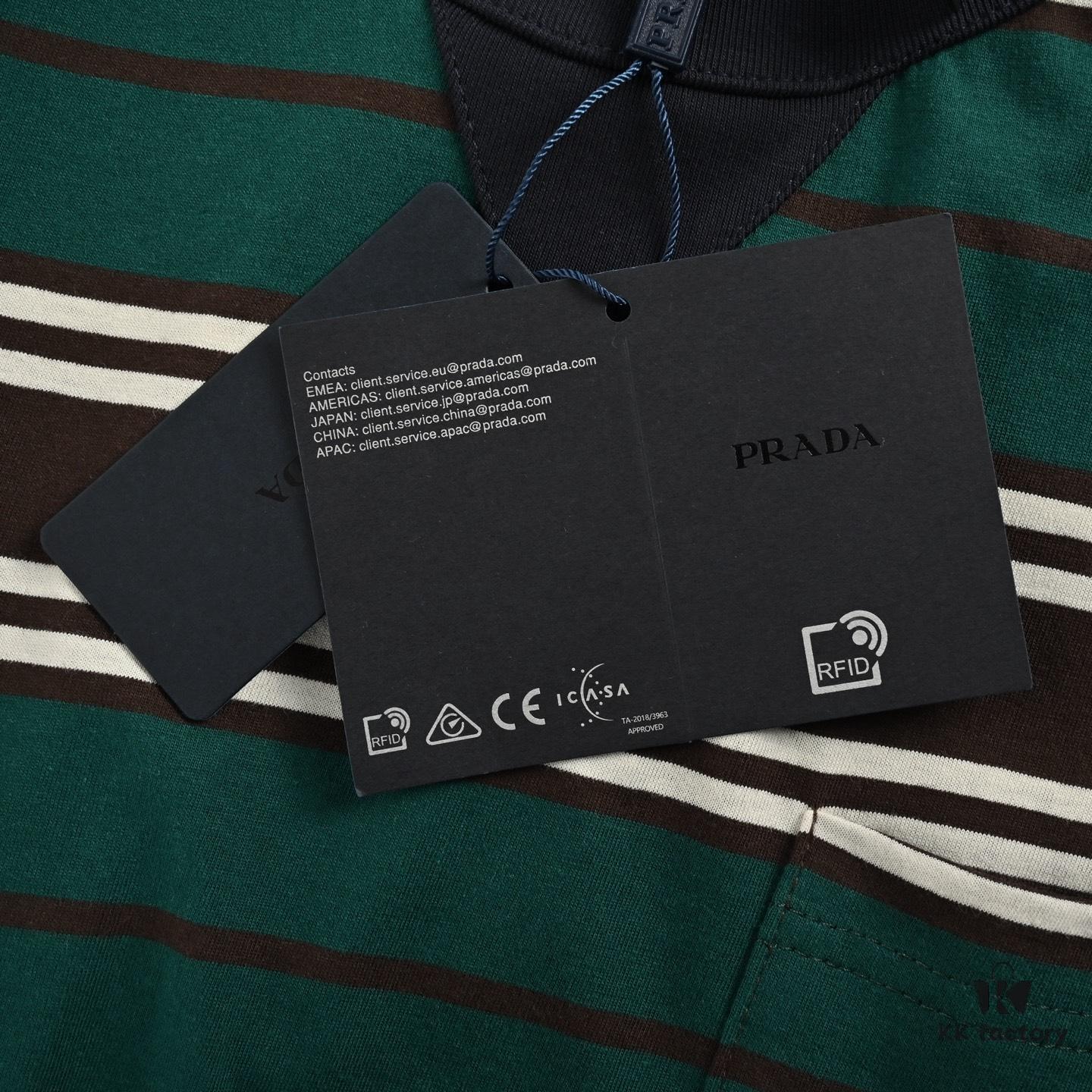 Prada Pocket Logo Striped Short Sleeve T-Shirt