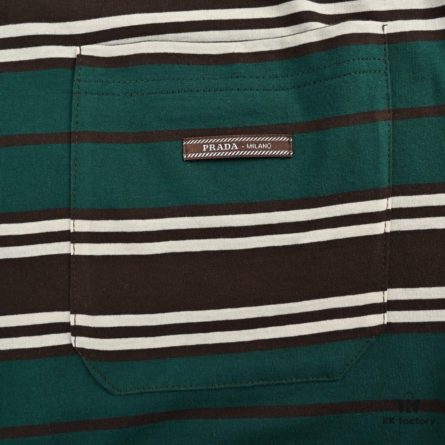 Prada Pocket Logo Striped Short Sleeve T-Shirt