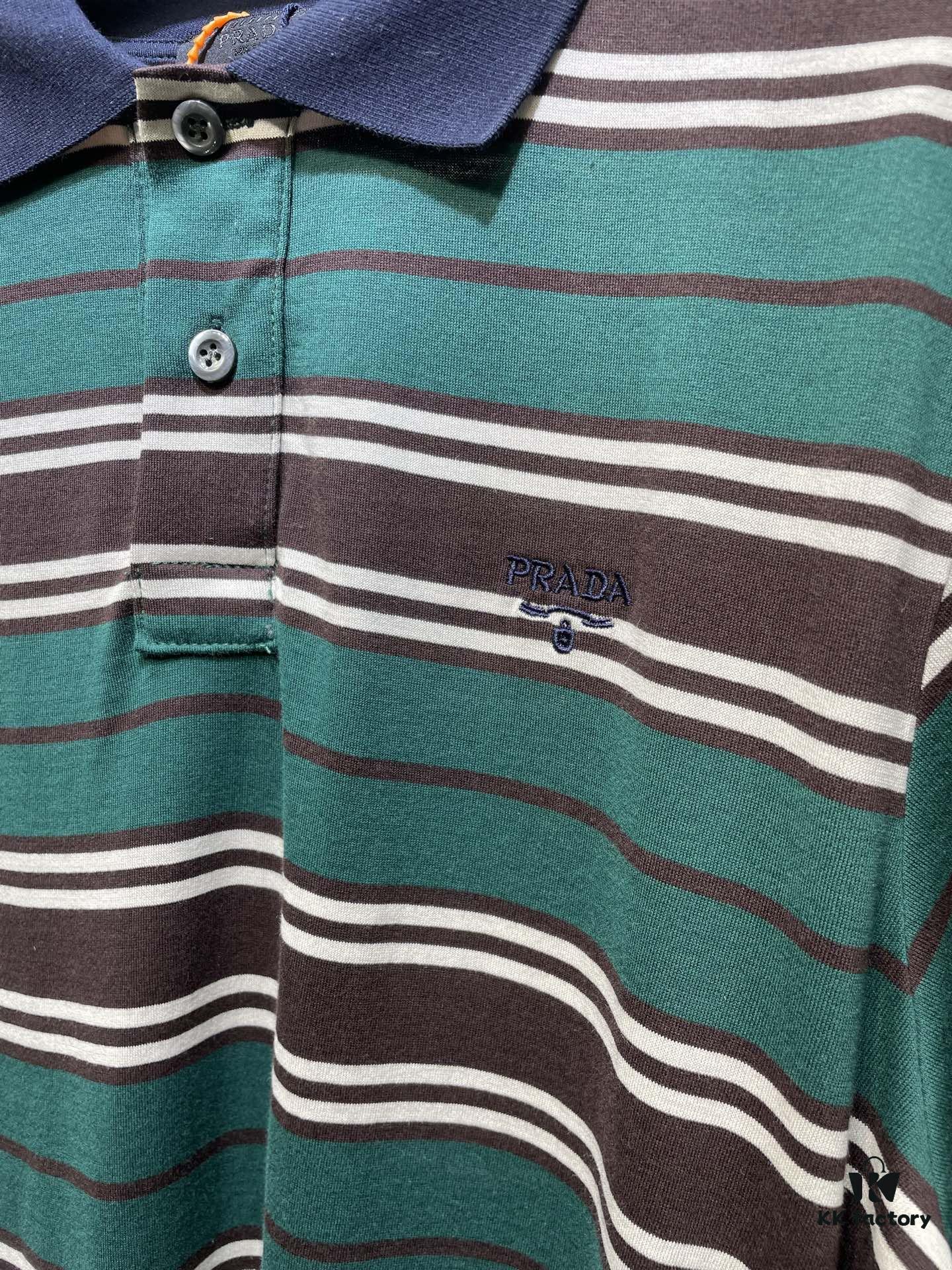 Prada Striped Long-Sleeve Polo Shirt