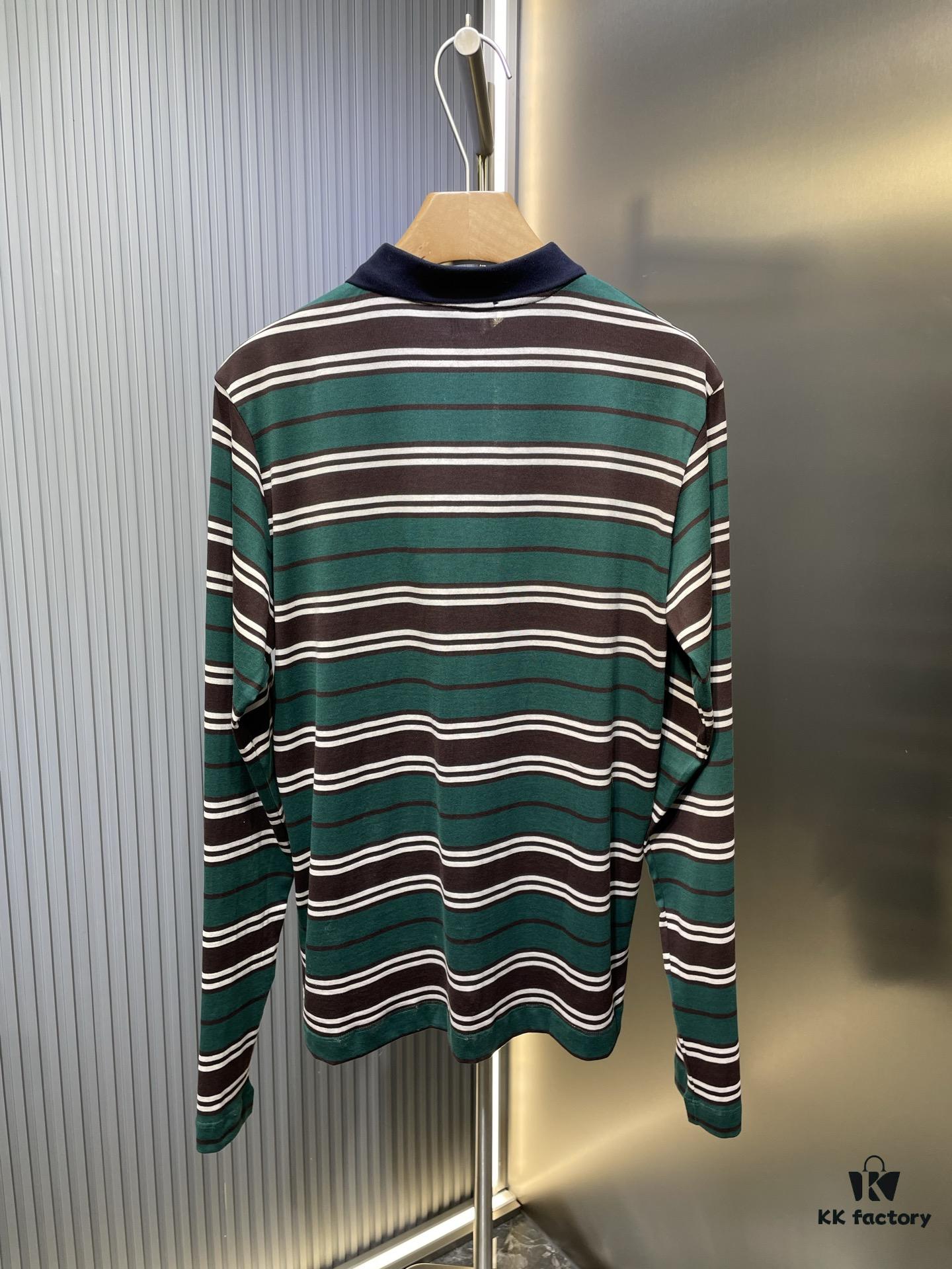 Prada Striped Long-Sleeve Polo Shirt