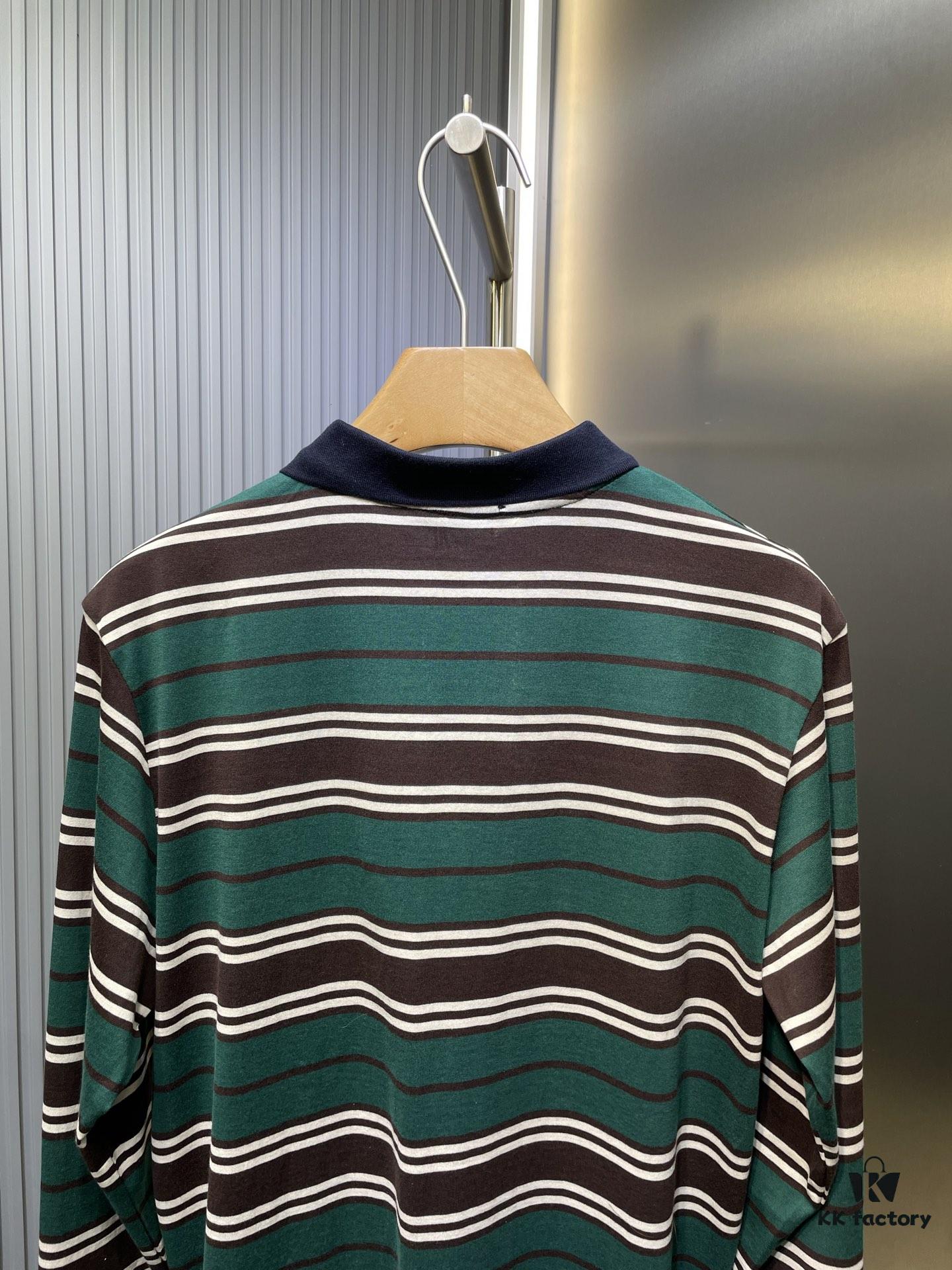 Prada Striped Long-Sleeve Polo Shirt
