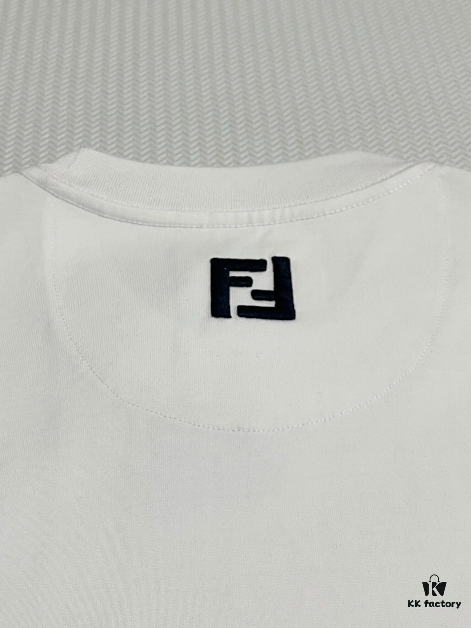 FENDI Men's 3D Embroidered Cotton Short Sleeve T-Shirt, Premium 280g Double-Layer Cotton Fabric, Comfortable and Soft, Spring/Summer New Arrival