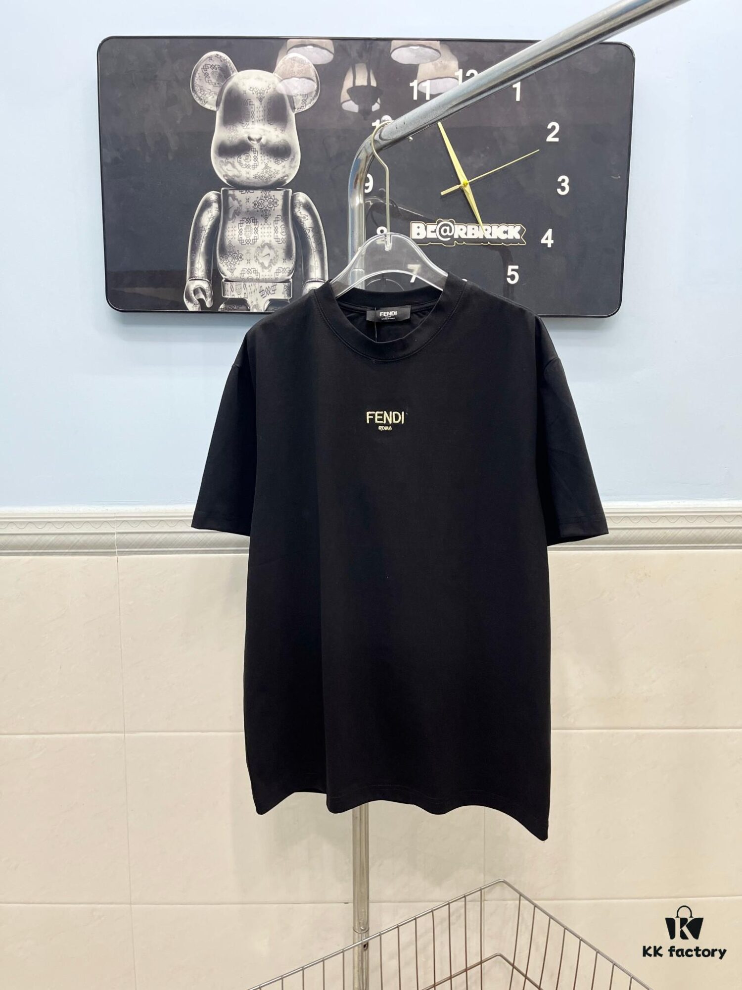 FENDI Men's Premium Cotton Short-Sleeve T-Shirt with 3D Embroidery, Spring and Summer New Arrival