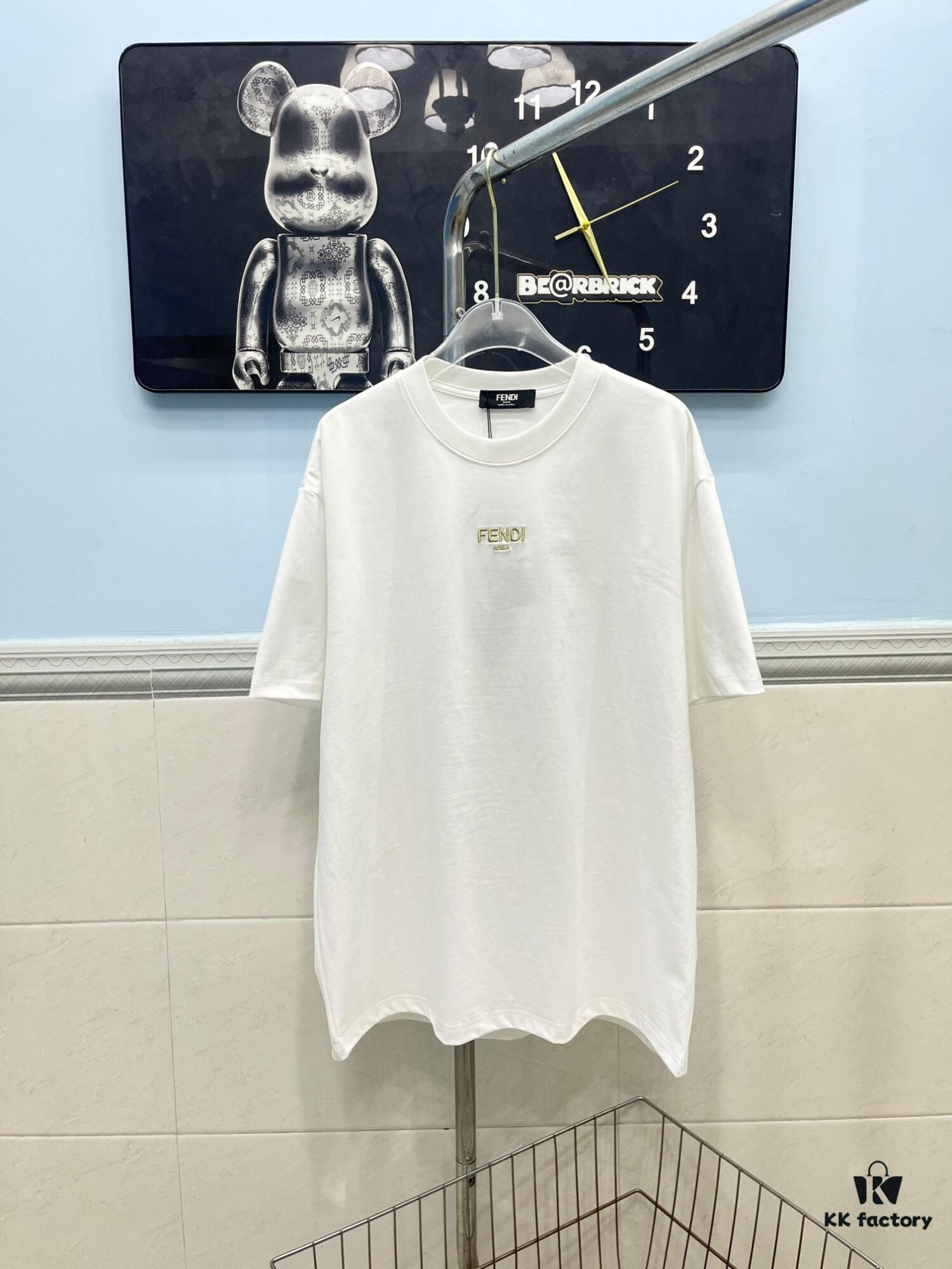 FENDI Men's Premium Cotton Short-Sleeve T-Shirt with 3D Embroidery, Spring and Summer New Arrival