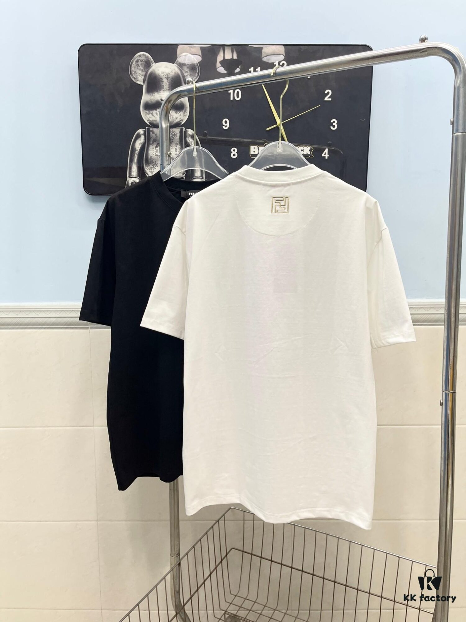 FENDI Men's Premium Cotton Short-Sleeve T-Shirt with 3D Embroidery, Spring and Summer New Arrival