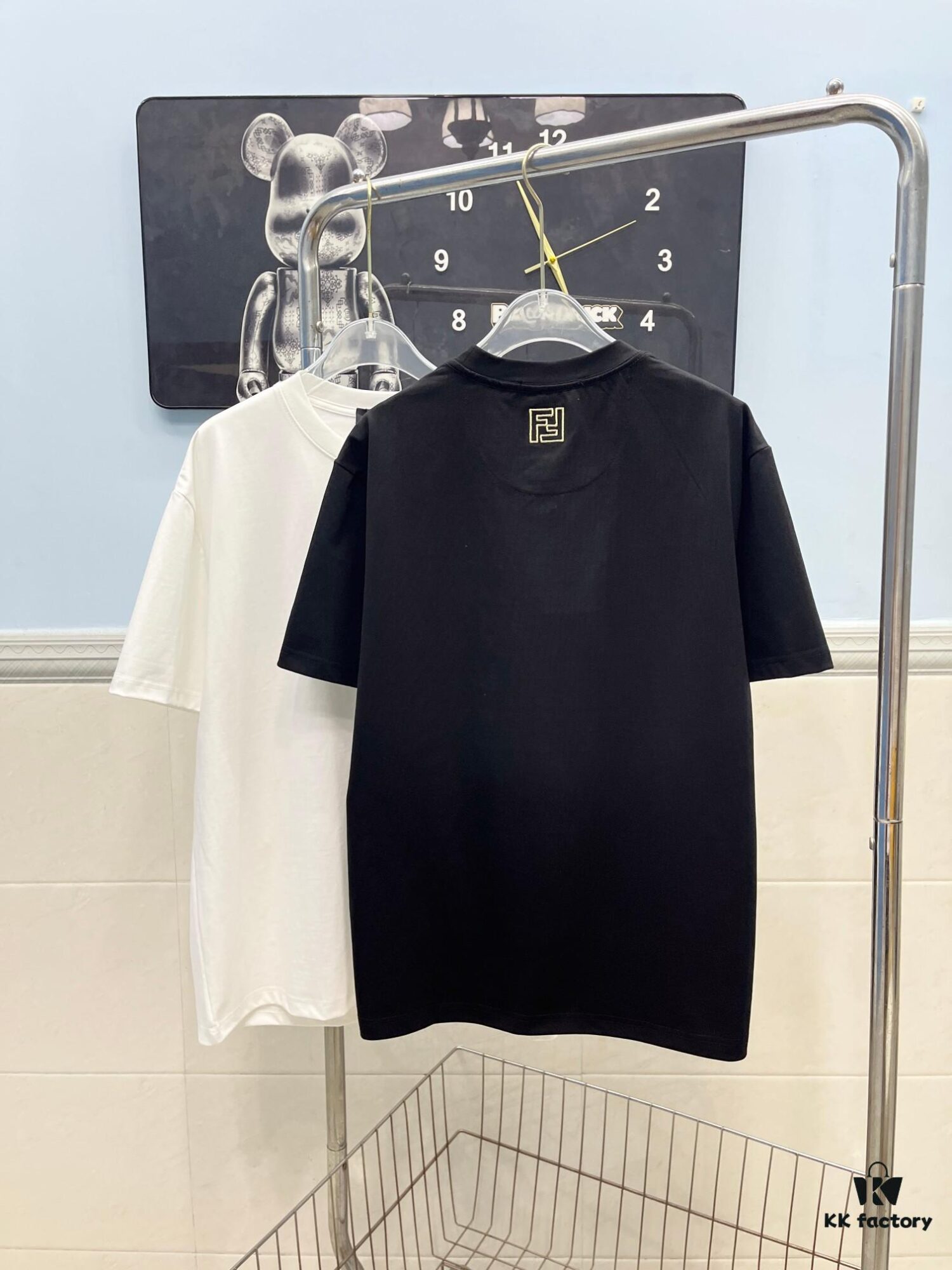 FENDI Men's Premium Cotton Short-Sleeve T-Shirt with 3D Embroidery, Spring and Summer New Arrival