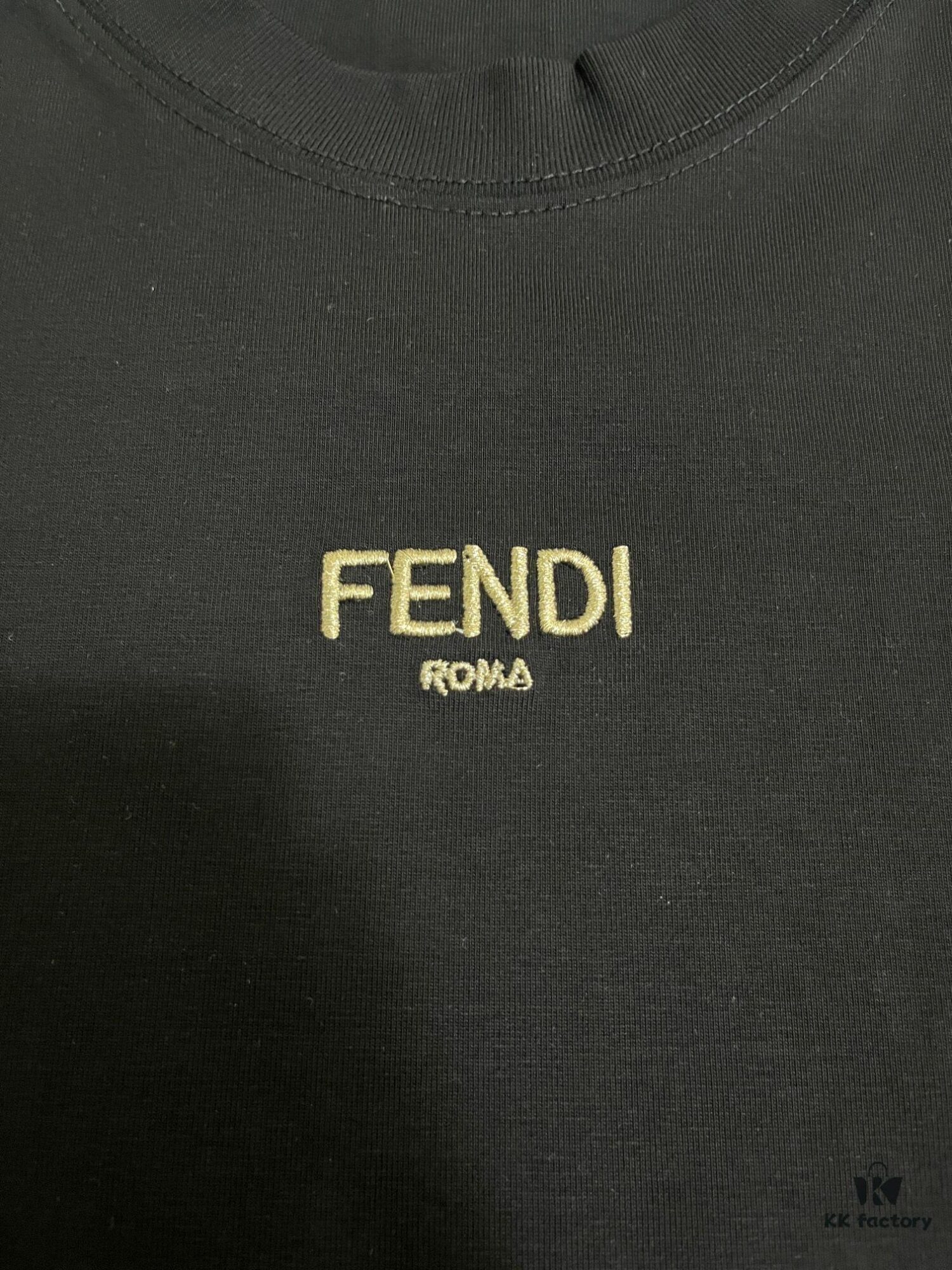 FENDI Men's Premium Cotton Short-Sleeve T-Shirt with 3D Embroidery, Spring and Summer New Arrival