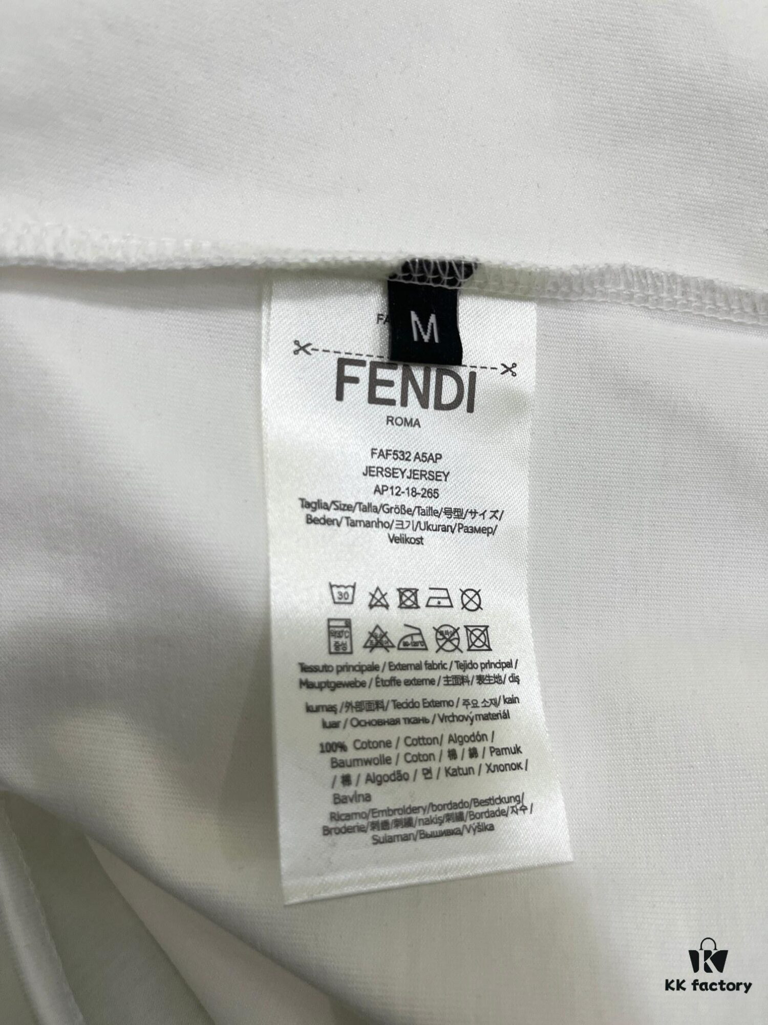 FENDI Men's Premium Cotton Embroidered Casual Short Sleeve T-Shirt, 280g Double-Layer Cotton Fabric, 3D High-End Embroidery, Spring and Summer New Arrival
